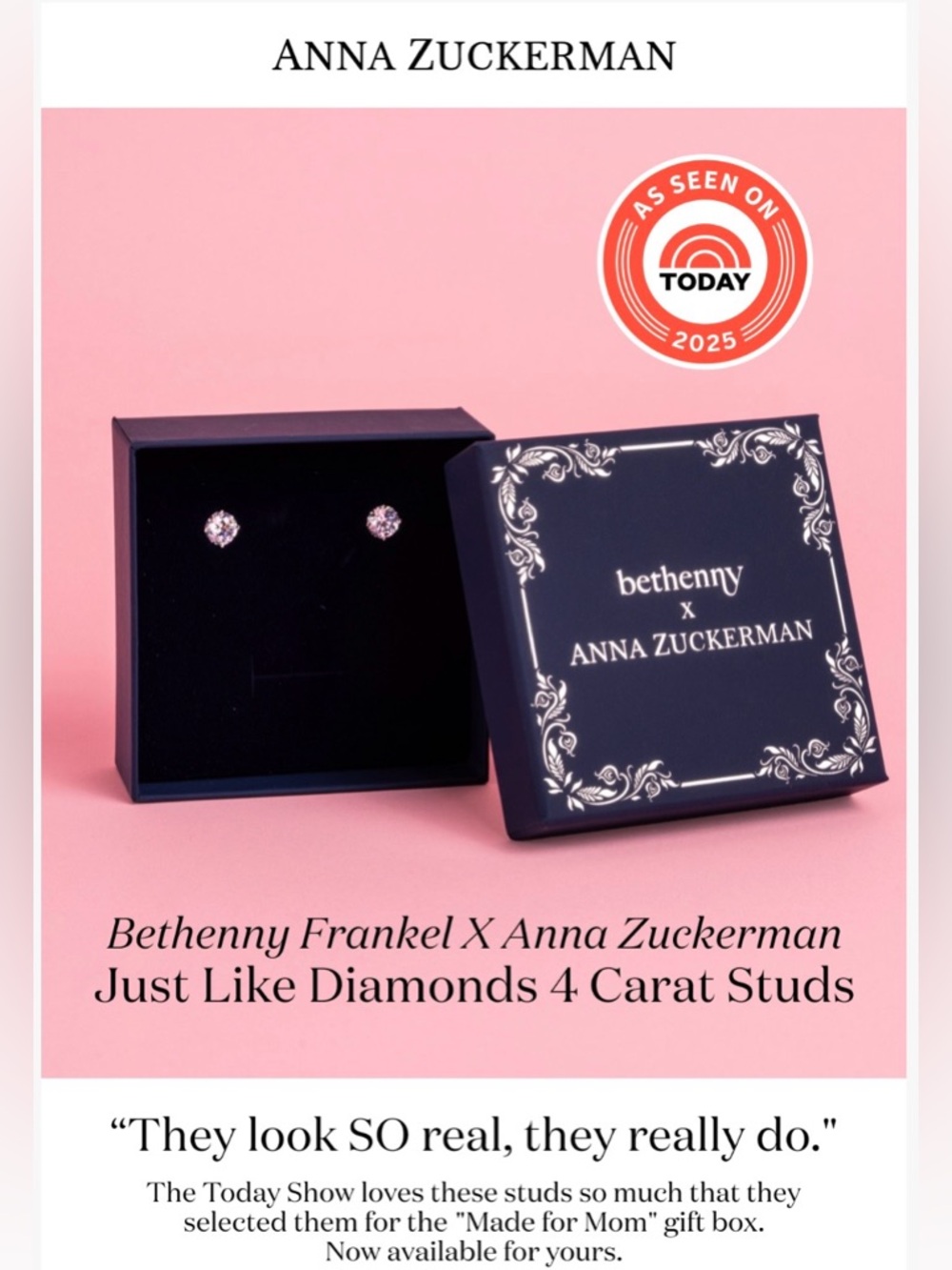 Bethenny x Anna Zuckerman Just Like Diamonds Crystalline 4 Carat Studs $40 Firm - Picture 3 of 8